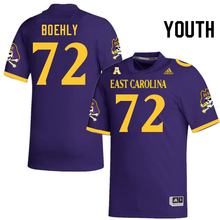 Youth #72 Zack Boehly ECU Pirates College Football Jerseys Stitched-Purple